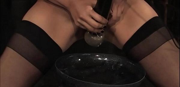  Lesbian slaves drinking piss in dungeon